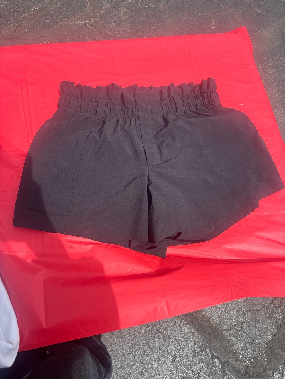 Athleta Black High-Waist Paperbag Shorts